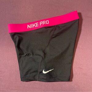 Nike Pro Shorts in Black with Pink Band - Size Medium 3" Inseam